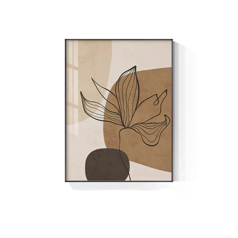 Enkel Beige Brun Floral Abstrakt Veggkunst Fin Kunst Lerrettrykk Minimalistiske Bilder For Moderne Leiligheter Stue Soverom Kunst For Samtidige Interiører | Skanto