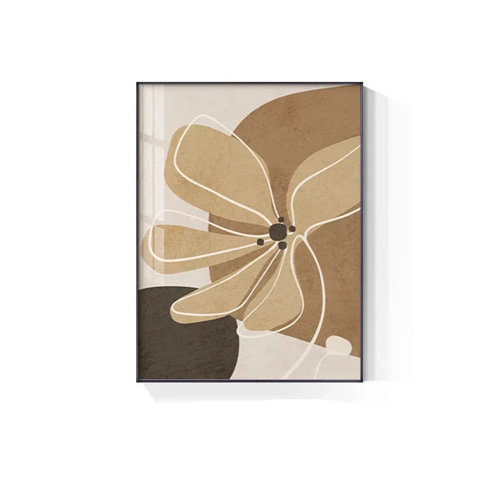 Enkel Beige Brun Floral Abstrakt Veggkunst Fin Kunst Lerrettrykk Minimalistiske Bilder For Moderne Leiligheter Stue Soverom Kunst For Samtidige Interiører | Skanto