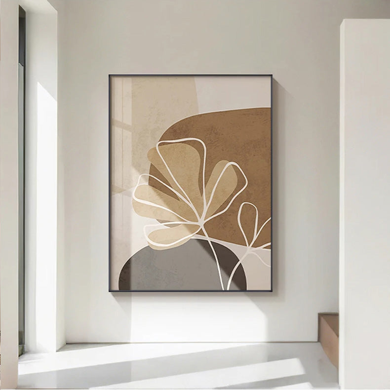 Enkel Beige Brun Floral Abstrakt Veggkunst Fin Kunst Lerrettrykk Minimalistiske Bilder For Moderne Leiligheter Stue Soverom Kunst For Samtidige Interiører | Skanto