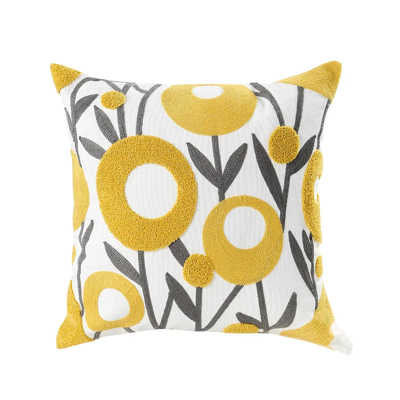 Enkle florale fargerike nordiske putetrekk 45x45cm strikkede jacquard-linneputetrekk til stuen sofa kastputer moderne skandinavisk interiør | Skanto