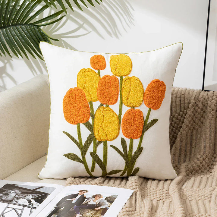 Enkle florale fargerike nordiske putetrekk 45x45cm strikkede jacquard-linneputetrekk til stuen sofa kastputer moderne skandinavisk interiør | Skanto