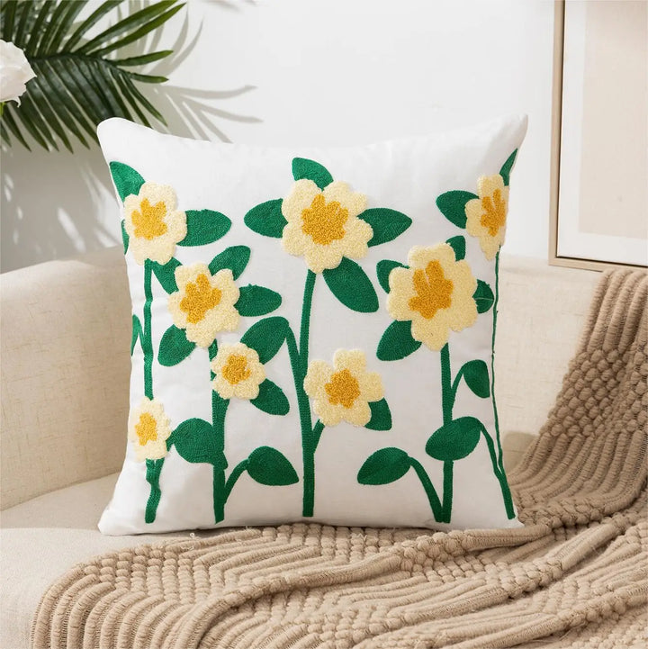 Enkle florale fargerike nordiske putetrekk 45x45cm strikkede jacquard-linneputetrekk til stuen sofa kastputer moderne skandinavisk interiør | Skanto