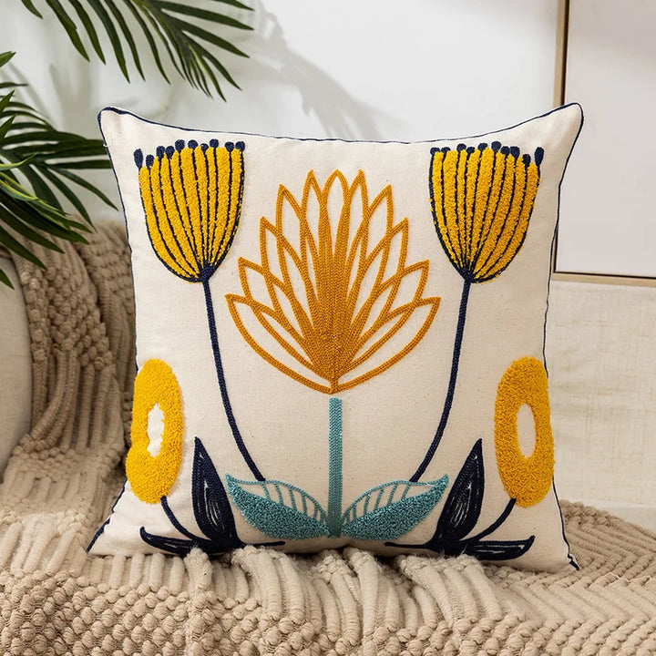 Enkle florale fargerike nordiske putetrekk 45x45cm strikkede jacquard-linneputetrekk til stuen sofa kastputer moderne skandinavisk interiør | Skanto