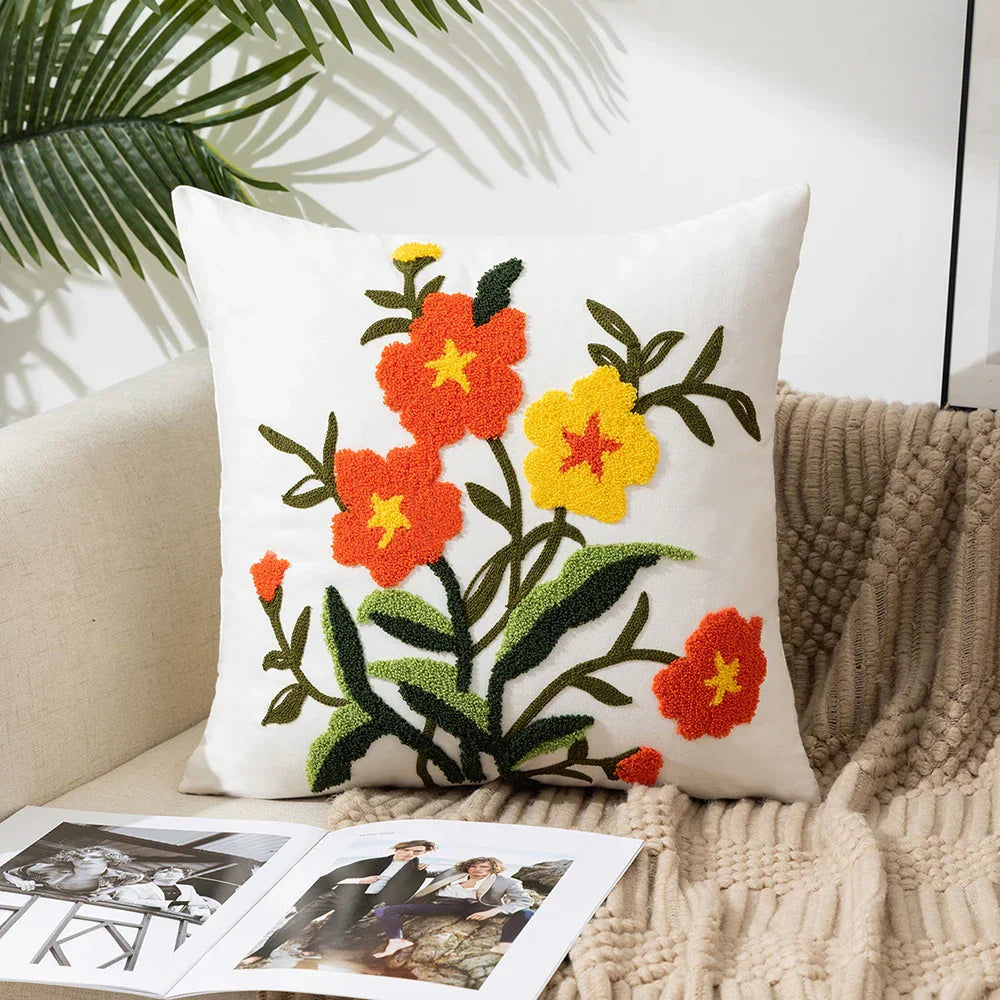 Enkle florale fargerike nordiske putetrekk 45x45cm strikkede jacquard-linneputetrekk til stuen sofa kastputer moderne skandinavisk interiør | Skanto