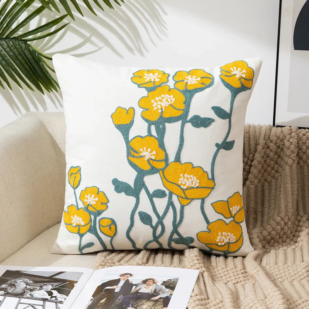 Enkle florale fargerike nordiske putetrekk 45x45cm strikkede jacquard-linneputetrekk til stuen sofa kastputer moderne skandinavisk interiør | Skanto