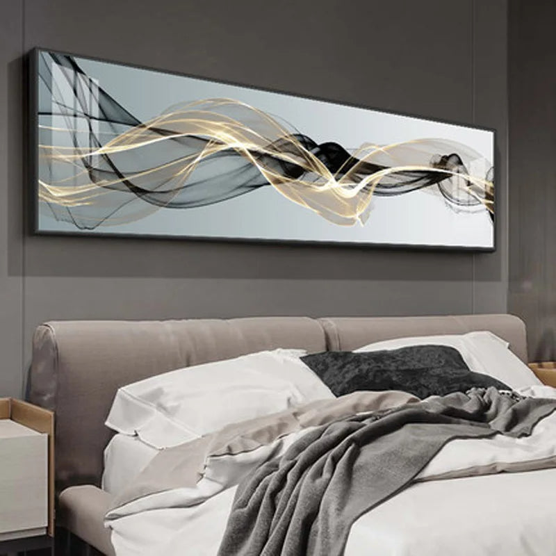 Flytende Vibes Abstrakt Veggkunst Fine Art Lerrettrykk Bredformatbilder For stuen Over sofa Bilder For over sengen | Skanto