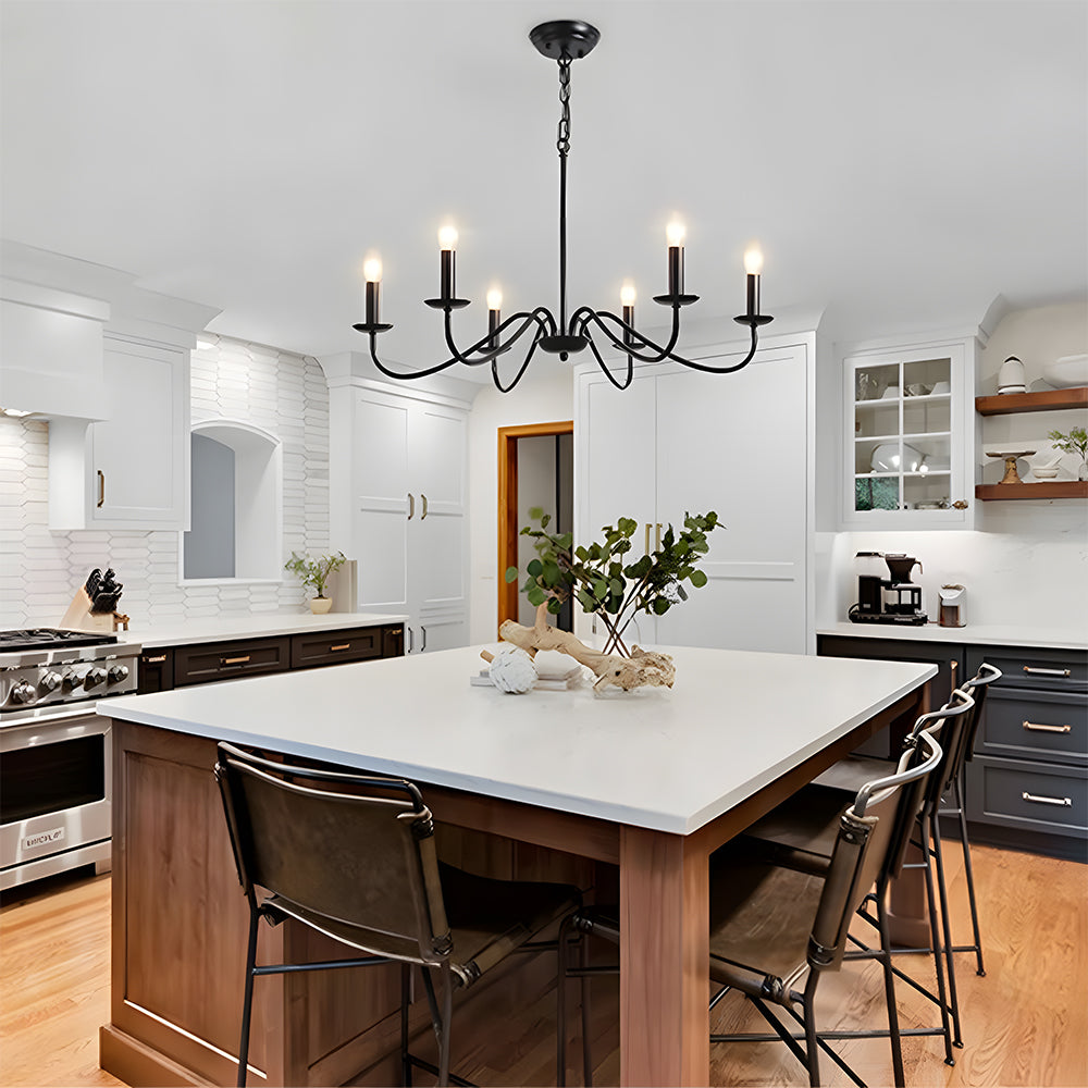 Svart Lysestake Chandelier – Taklampe for Stue & Spiserom | Skanto