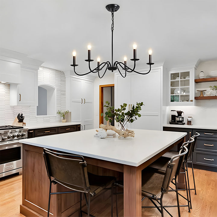 Svart Lysestake Chandelier – Taklampe for Stue & Spiserom | Skanto