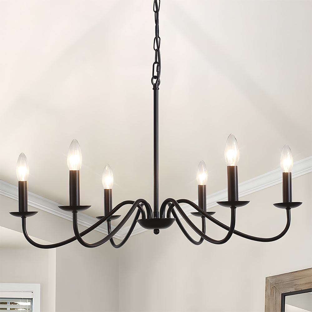 Svart Lysestake Chandelier – Taklampe for Stue & Spiserom | Skanto
