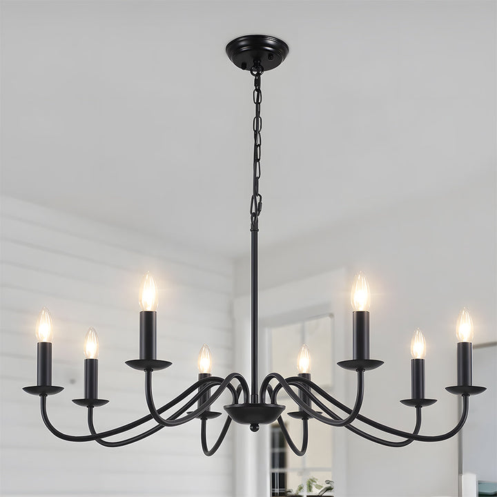 Svart Lysestake Chandelier – Taklampe for Stue & Spiserom | Skanto