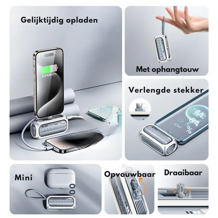 CompactCharge – Stilig bærbar power bank for reise Skanto