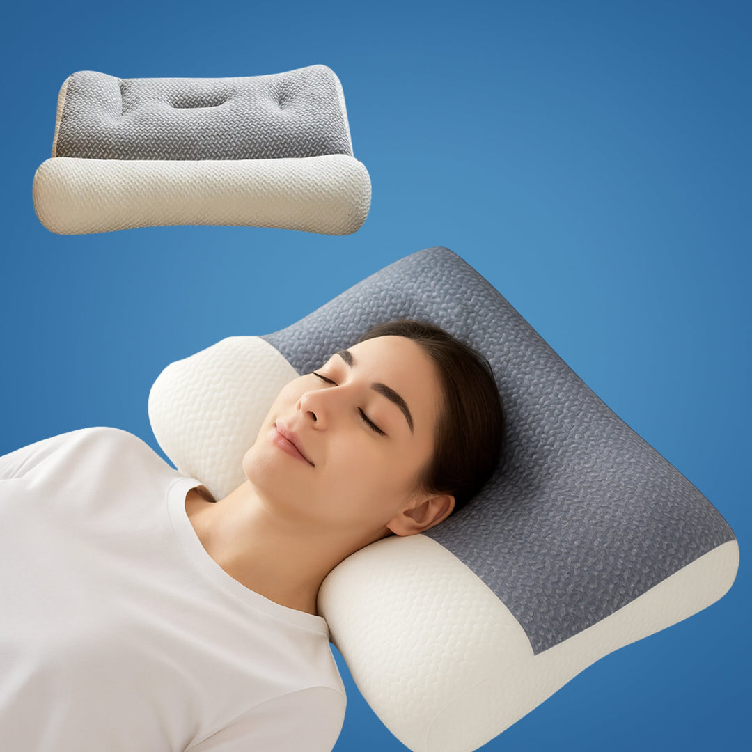 SpineEase | Ortopedisk Nakkepute – Smertelindring – Pustende Minne Skum – For Side-sovende & Alle Søvnposisjoner Skanto