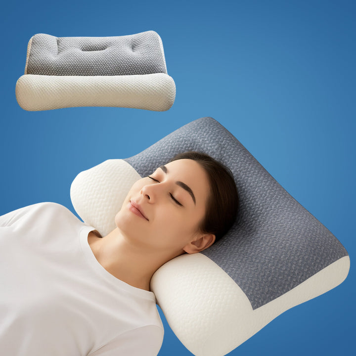 SpineEase | Ortopedisk Nakkepute – Smertelindring – Pustende Minne Skum – For Side-sovende & Alle Søvnposisjoner Skanto