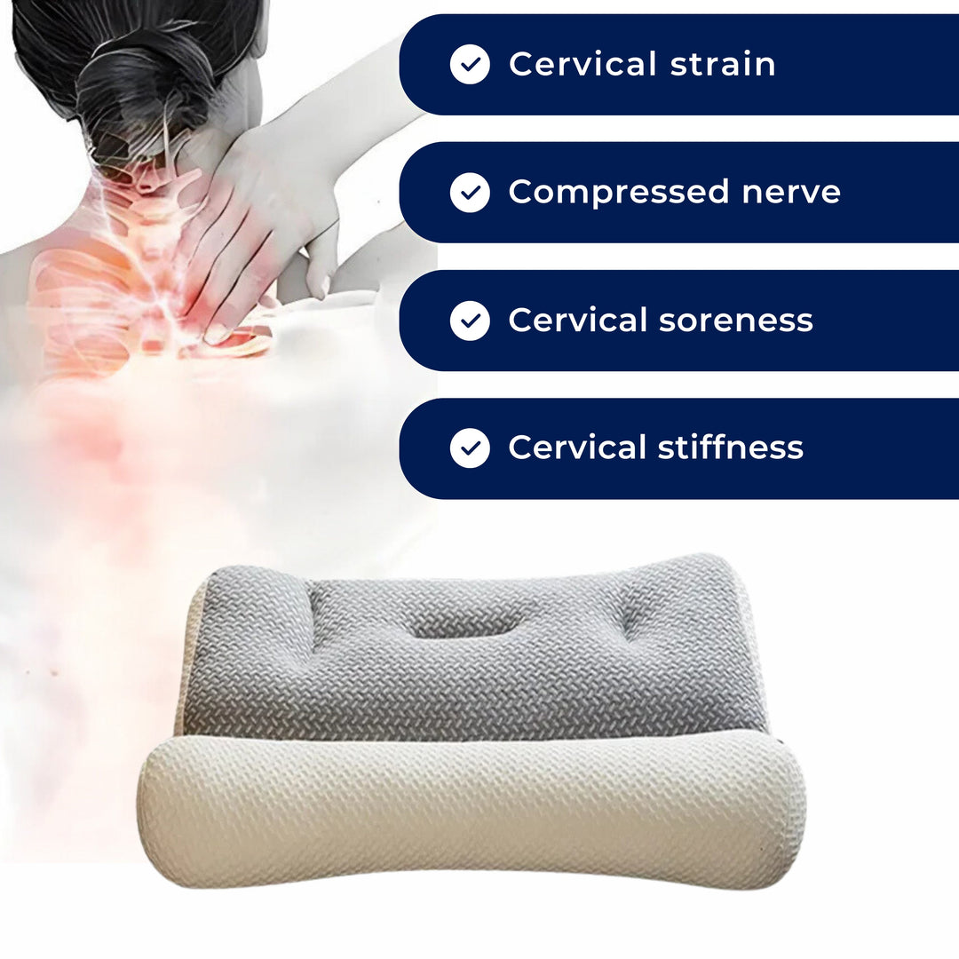 SpineEase | Ortopedisk Nakkepute – Smertelindring – Pustende Minne Skum – For Side-sovende & Alle Søvnposisjoner Skanto