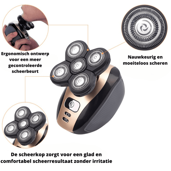 Skanto | SmoothTrim – 5-i-1 barberhøvel med fleksibelt barberhode & tilbehør