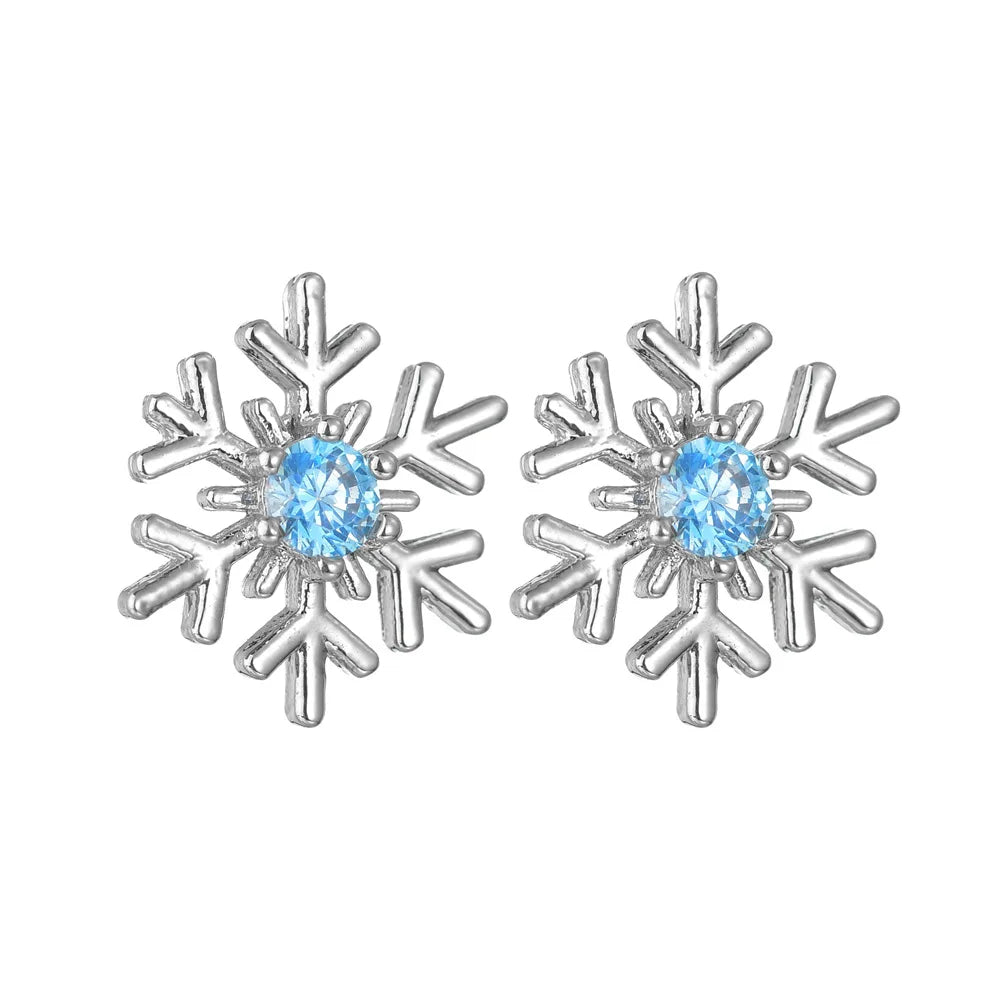 Skanto | Aureline Snøfnugg Øreringer – Elegante Zirkon Charm Øreringer, Gjennomsiktig Glans & Perfekt Gave til Høytidene