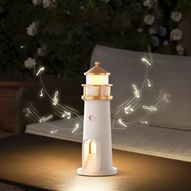 Norvo | Lighthouse Høyttaler Bluetooth Lampe Måneskinn Miljøbelysning Beste Gave
