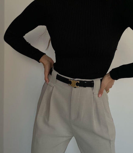 EleganceBelt - Luksus Lærbelte med Gull Detaljer Skanto