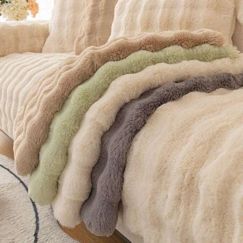 Sofia - Universell Plush Sofapute Deksel L Form - Vinter Varm Myk | Skanto