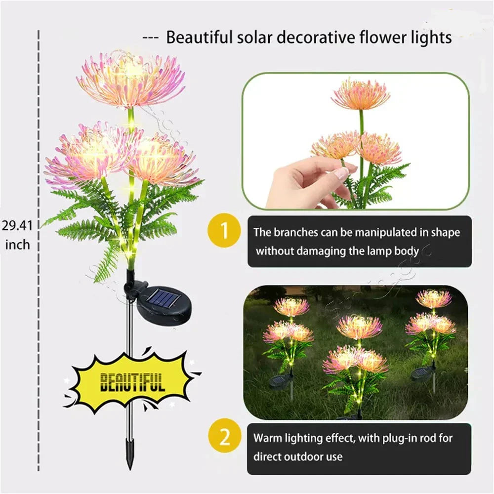 Solcelledrevet blomsterbelysning for utendørs bruk – 2-pakning med LED-hagebelysning