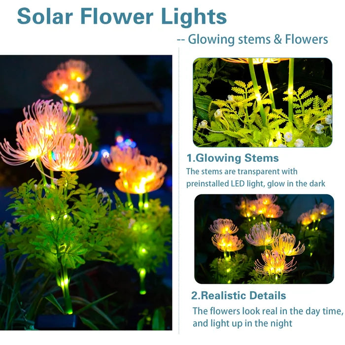 Solcelledrevet blomsterbelysning for utendørs bruk – 2-pakning med LED-hagebelysning