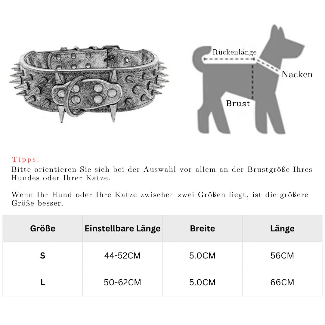 Hundehalsbånd med nagler for store hunder Skanto