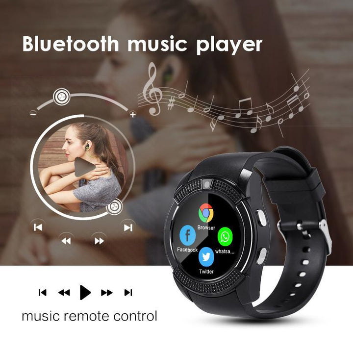 Skanto | Sport Men Smart Watch v8 simkort android kamera rundet Svar Anrop Ring Anrop Smartklokke Hjertefrekvens Fitness Tracker