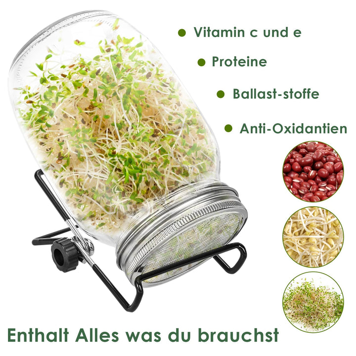 Spirende glass groinnglass 2stk med lokk & sil 950ML | Skanto