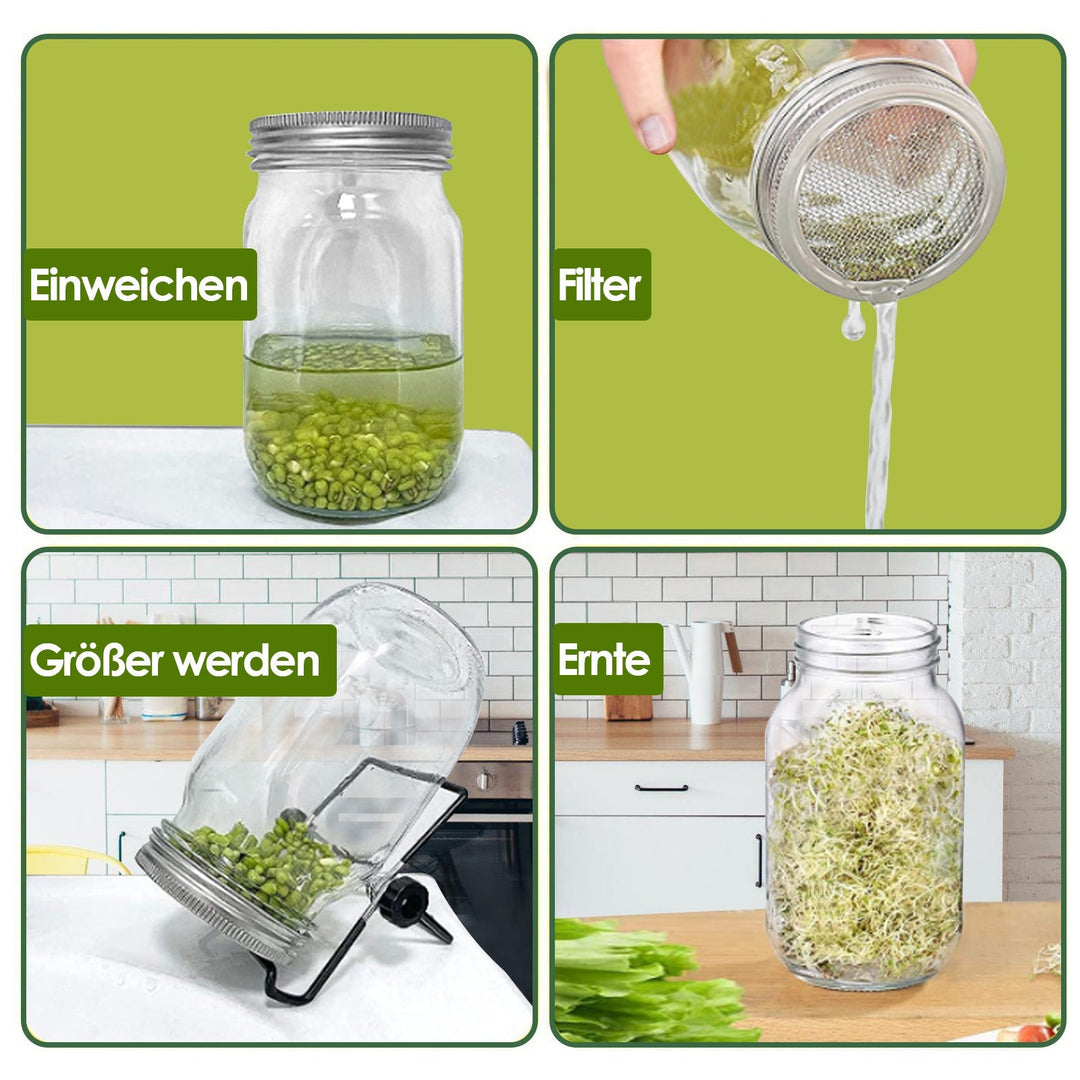 Spirende glass groinnglass 2stk med lokk & sil 950ML | Skanto