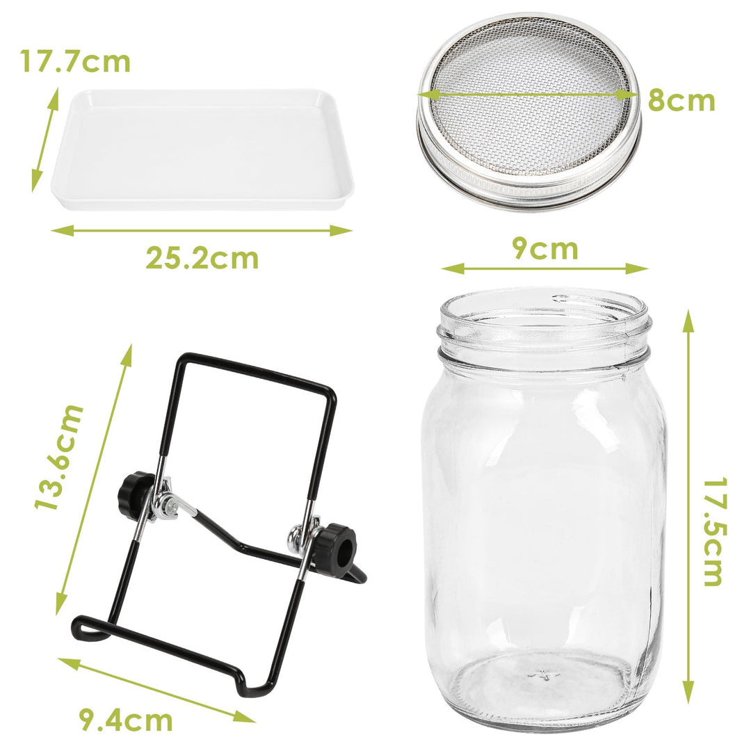 Spirende glass groinnglass 2stk med lokk & sil 950ML | Skanto