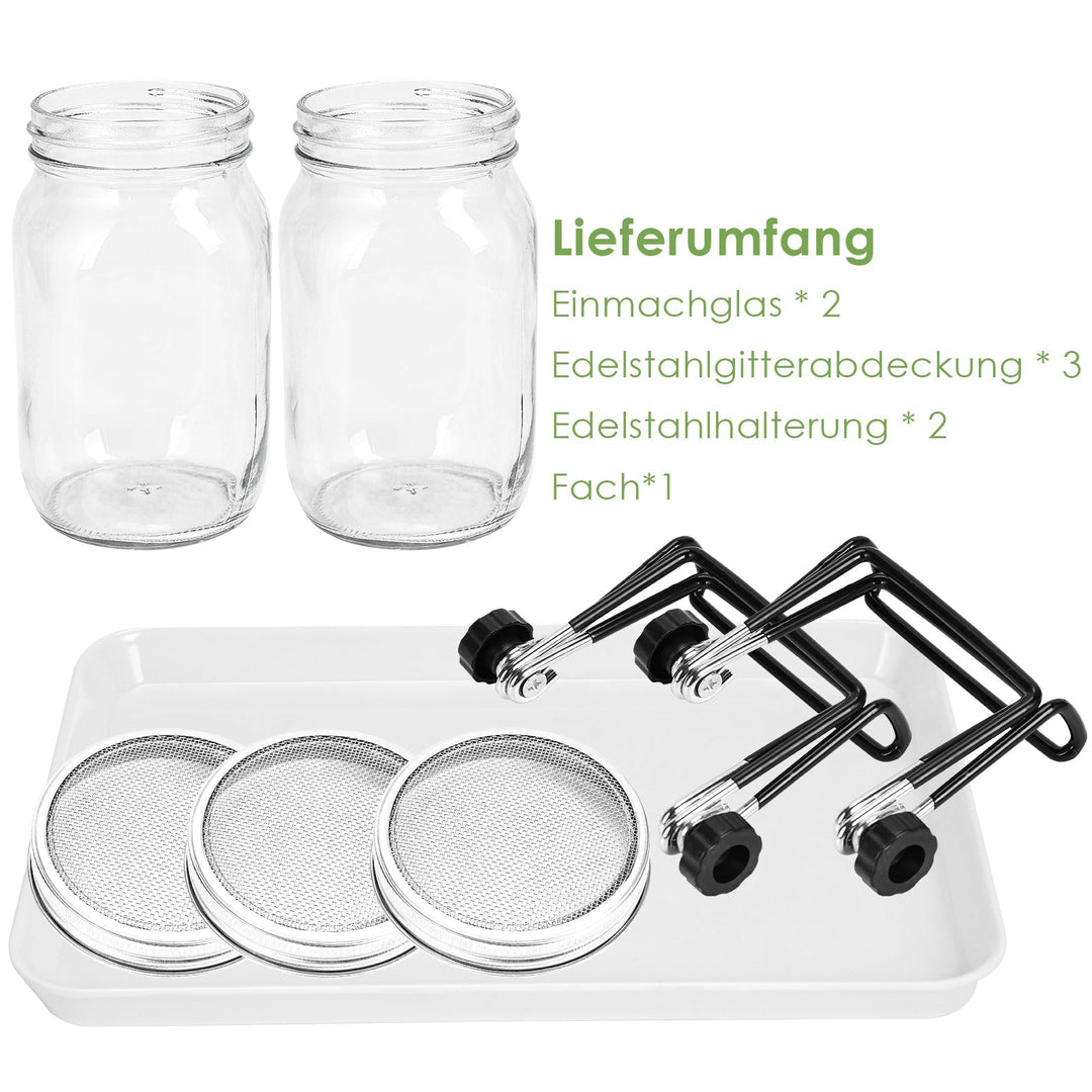 Spirende glass groinnglass 2stk med lokk & sil 950ML | Skanto