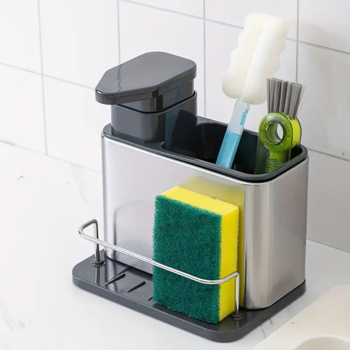 Skanto | Rustfritt Stål Oppvaskmiddeldispenser & Bestikkstativ