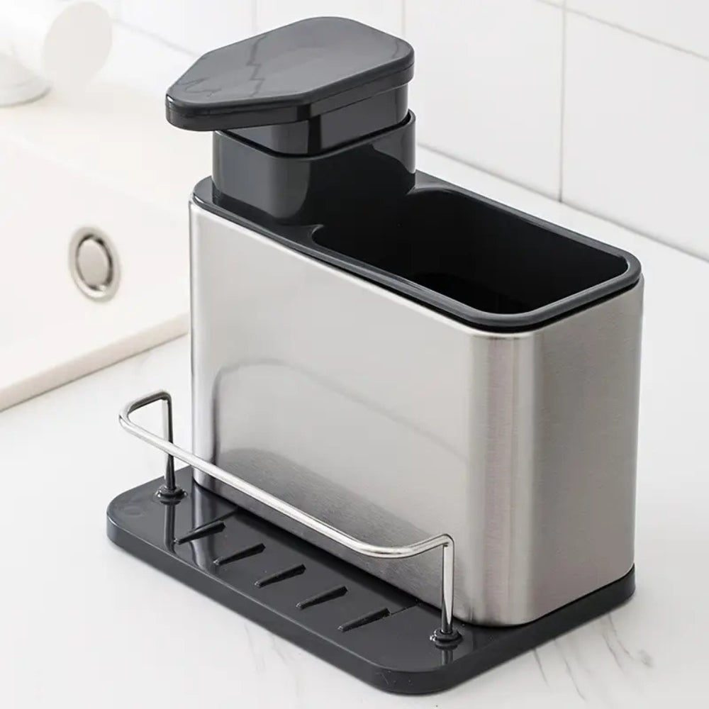 Spülmittelspender und Besteckablage aus Edelstahl