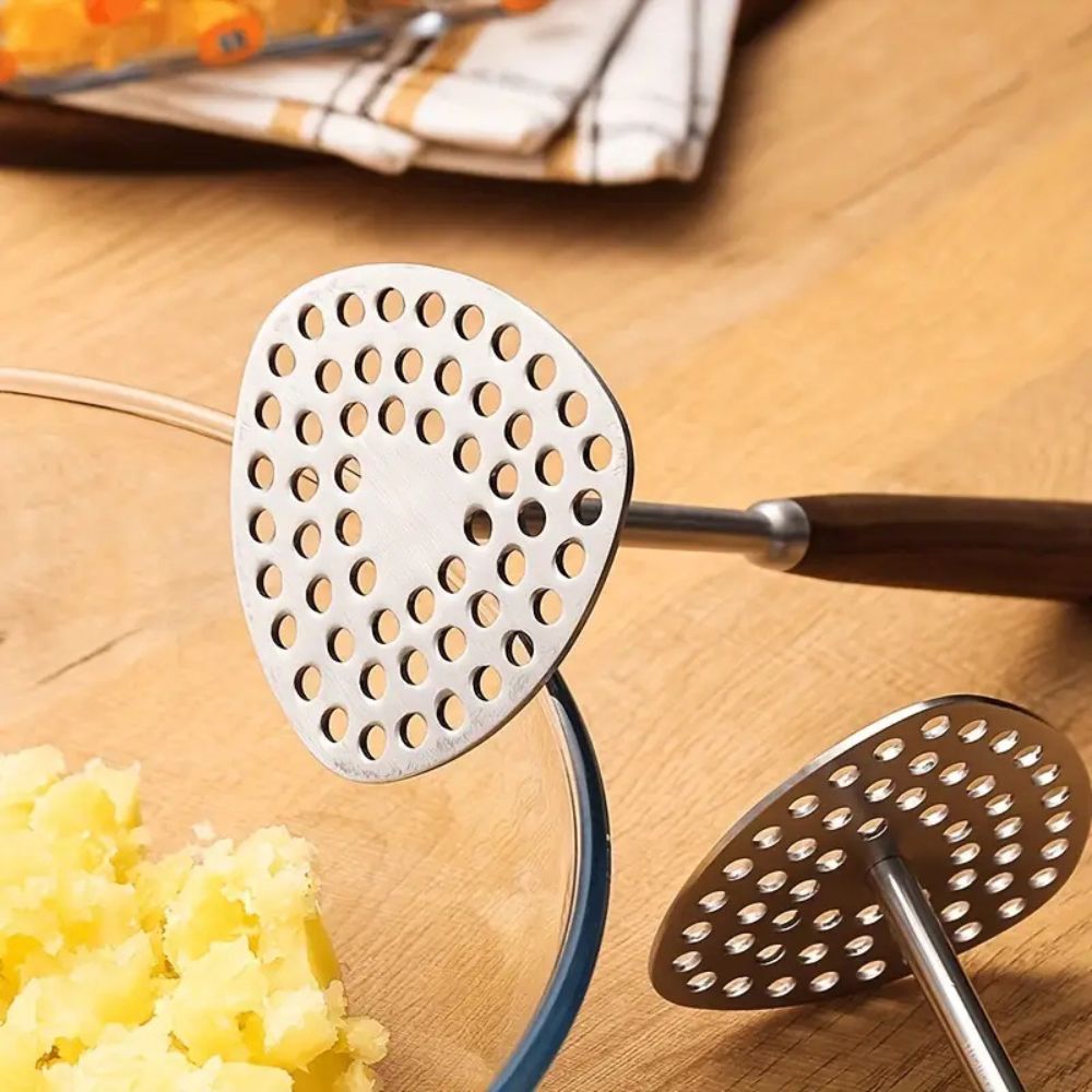 PureGrip Poteterstapper Rustfritt Stål 304 Med Trehåndtak | Skanto