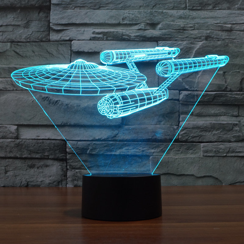 Skanto | Lumora 3D Star Trek Enterprise Ship LED Lampe - Flerfarget optisk illusjonslys