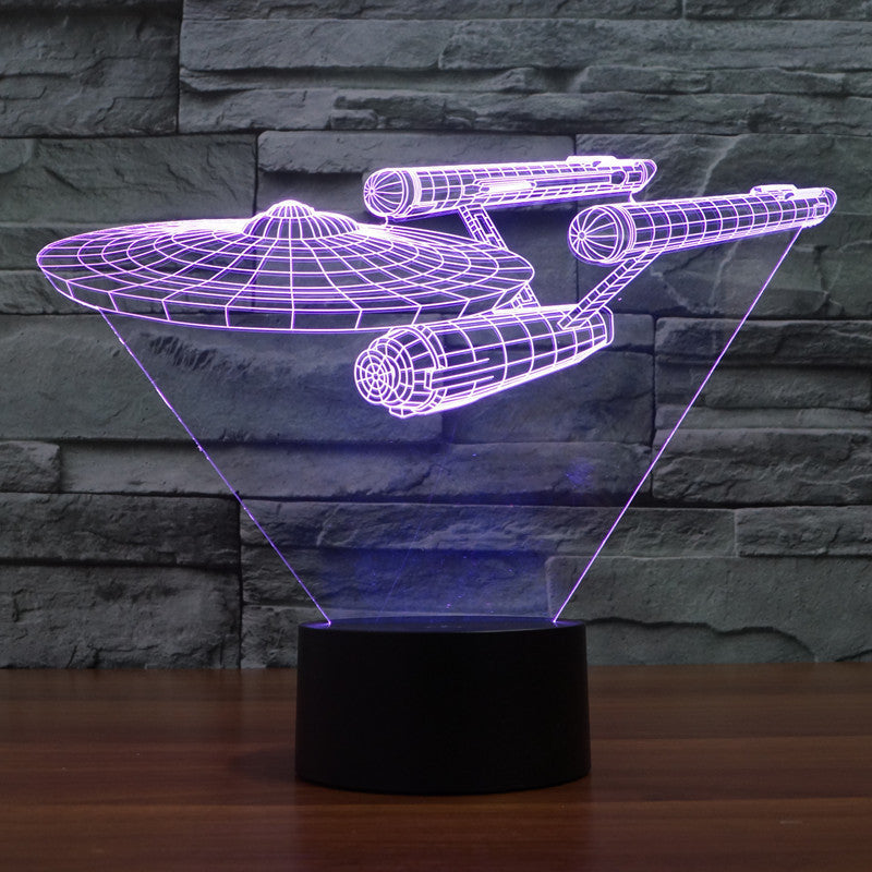 Norvo | Lumora 3D Star Trek Enterprise Ship LED Lampe - Flerfarget optisk illusjonslys