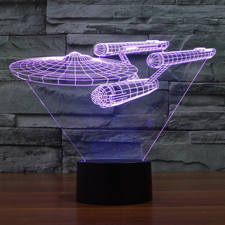 Skanto | Lumora 3D Star Trek Enterprise Ship LED Lampe - Flerfarget optisk illusjonslys