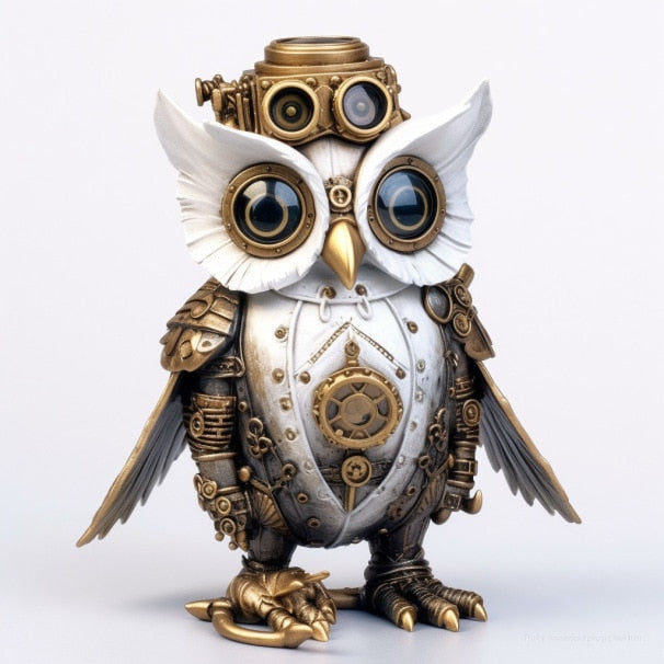 Skanto | Steampunk Ugle Harpiks Kunstverk Dekorasjon Hjem Innendørs og Utendørs Hage Dør Dekorasjon Halloween Dekorasjon Tilbehør