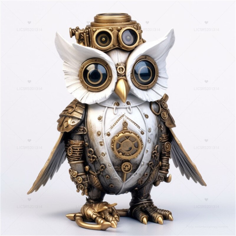 Skanto | Steampunk Ugle Harpiks Kunstverk Dekorasjon Hjem Innendørs og Utendørs Hage Dør Dekorasjon Halloween Dekorasjon Tilbehør