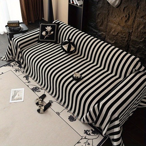 Skanto | Stripete Chenille Svart Hvit Sofa Deksel
