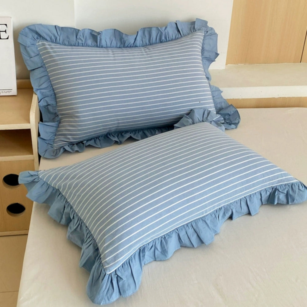 Skanto | Stripete Volang Blonde Putetrekk i Flere Farger