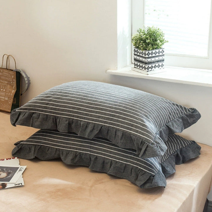 Skanto | Stripete Volang Blonde Putetrekk i Flere Farger