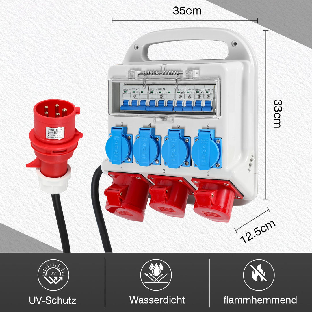 Veggdistrubutør 2 x CEE 16A 400V + 1 x CEE 32A 400V + 4 x 230V 5 Pol | Skanto
