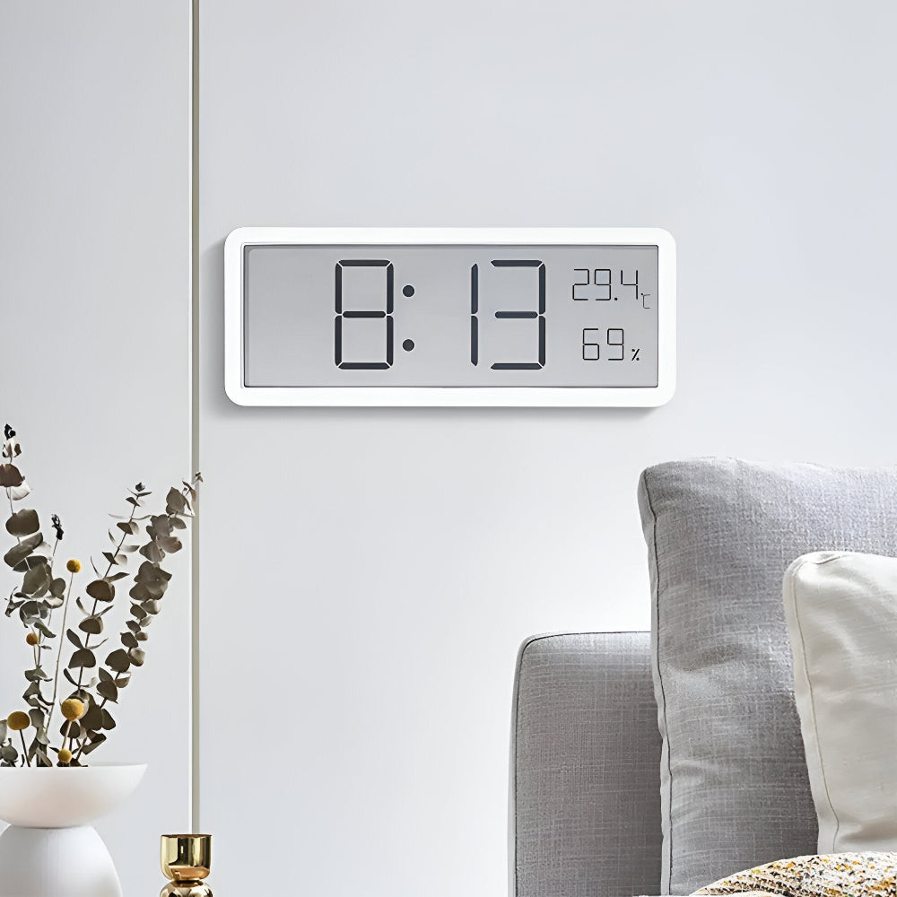 Skanto | Digital LED Veggklokke med Temperatur og Fuktighet