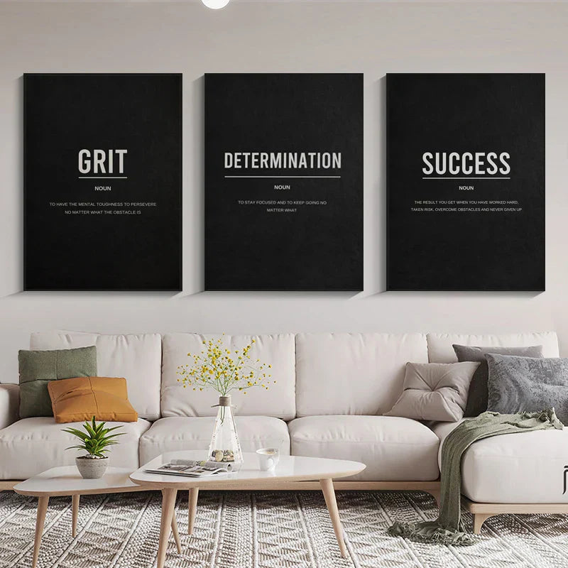 Erfolgsdefinition Plakat Svart og Hvit Veggkunst Fine Art Lerretstrykk Motivasjon daglige Mantra Bilder for Stue Soverom Kontor Veggdekorasjon | Skanto