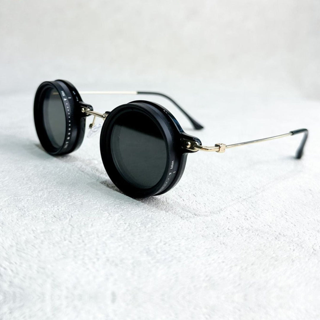Skanto | VisionRound Polariserte Solbriller – Unisex Retro Design med Justerbart Lysfilter