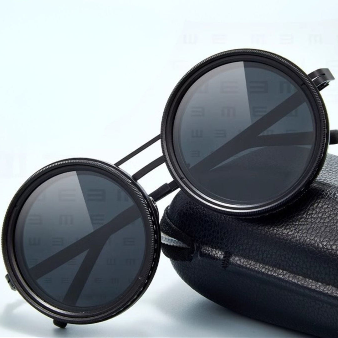 VisionRound polariserte solbriller – Unisex retro design med justerbart lysfilter | Skanto