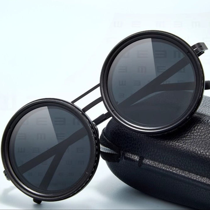VisionRound polariserte solbriller – Unisex retro design med justerbart lysfilter | Skanto