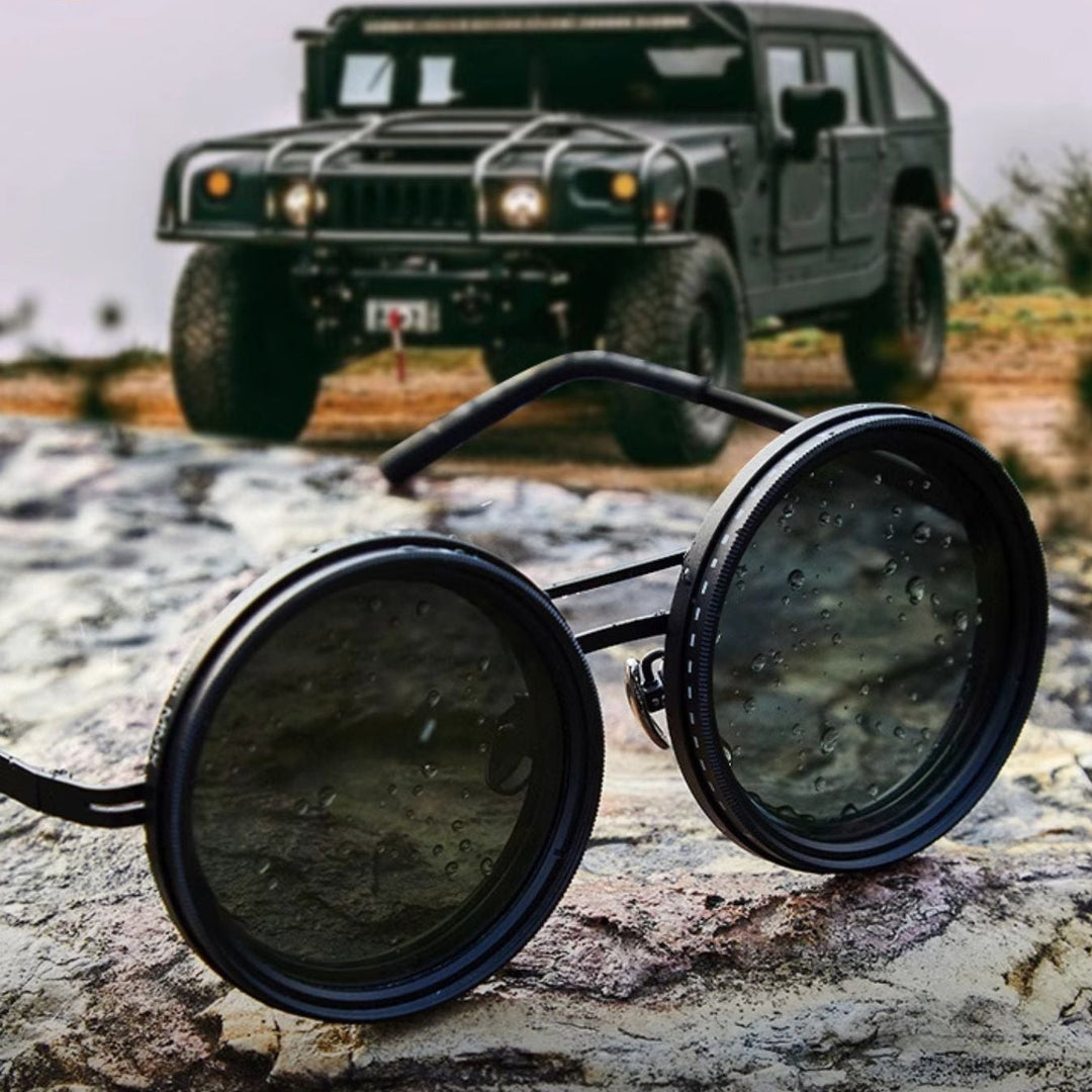 VisionRound Polariserte Solbriller – Unisex Retro Design med Justerbart Lysfilter | Skanto