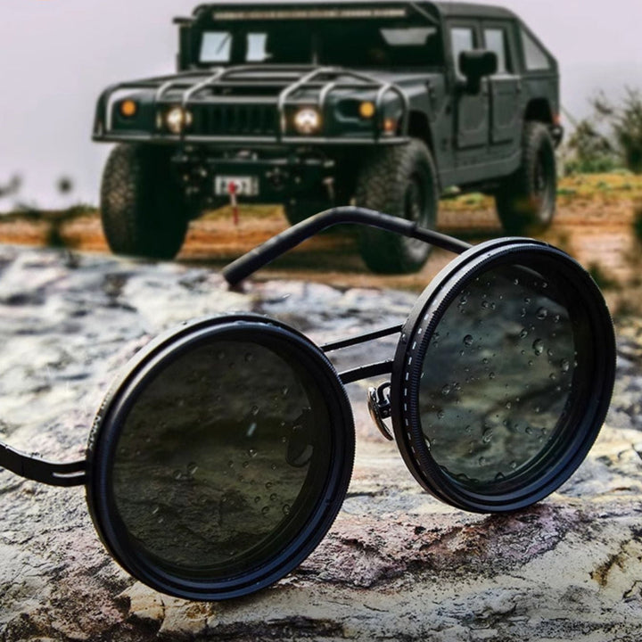 VisionRound polariserte solbriller – Unisex retro design med justerbart lysfilter | Skanto